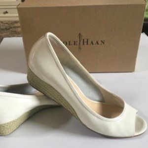 Cole Haan Cream Open Toe Rope Wedge Sz 9.5B